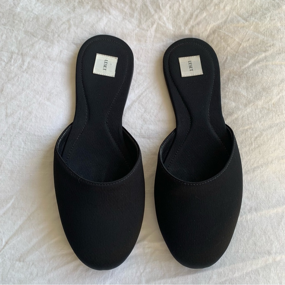 LESET Black Slip-On Mules